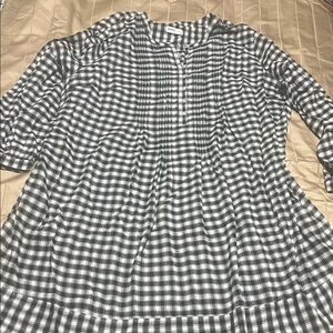 Sonoma Black and White Plaid Button-Up Cotton dress